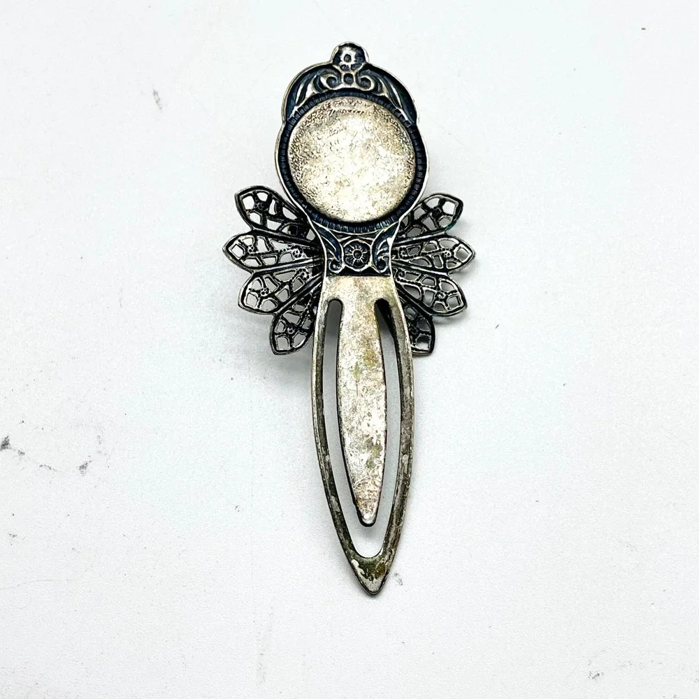 Angel Bookmark Silver Tone Faux Pearl Rhinestone Metal Book Marker Gift Reader
